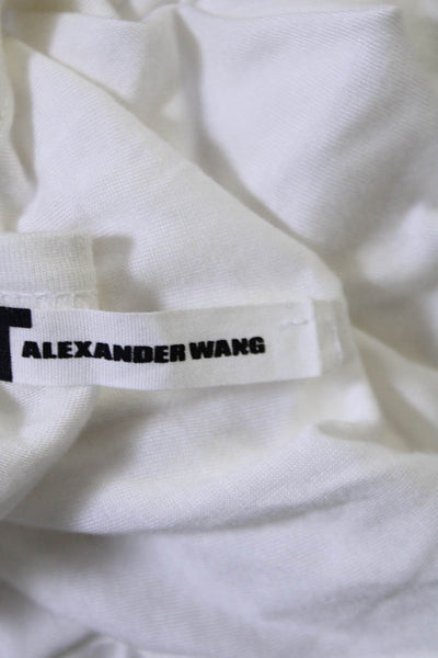 T Alexander Wang Womens Round Neck Long Sleeves Pocket Basic T-Shirt Whit Size M