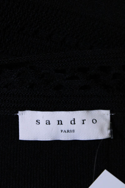 Sandro Paris Womens Textured Ruffled Hem Fit & Flare Dress Black Size EUR 40