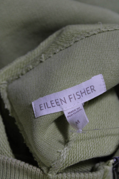 Eileen Fisher Womens Mock Neck Sleeveless Lined Zip Sweater Green Size M