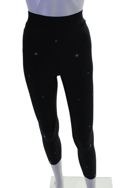 Ultracor Womens Beaded Stars Print High Rise Pull On Leggings Black Size Small