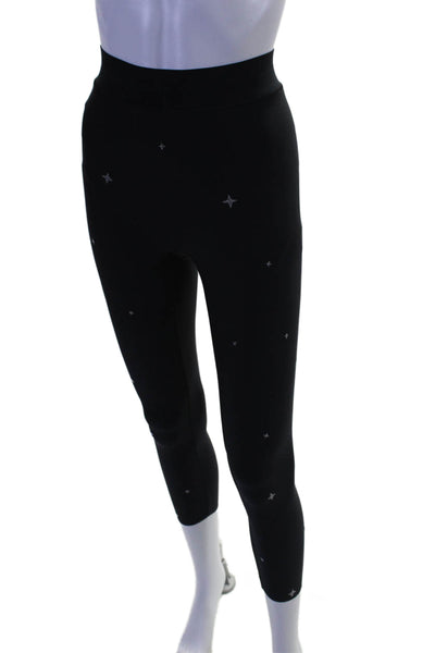 Ultracor Womens Beaded Stars Print High Rise Pull On Leggings Black Size Small