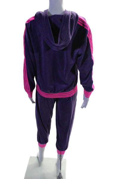 Vanita Rosa Womens Striped Pullover Hoodie + Sweatpants Set Purple Size S