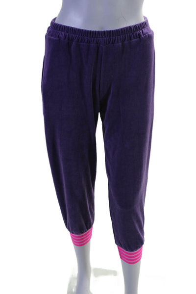 Vanita Rosa Womens Striped Pullover Hoodie + Sweatpants Set Purple Size S