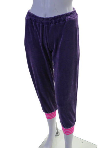 Vanita Rosa Womens Striped Pullover Hoodie + Sweatpants Set Purple Size S