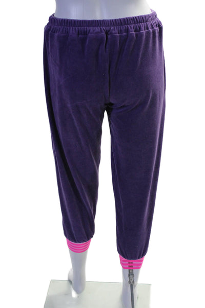 Vanita Rosa Womens Striped Pullover Hoodie + Sweatpants Set Purple Size S