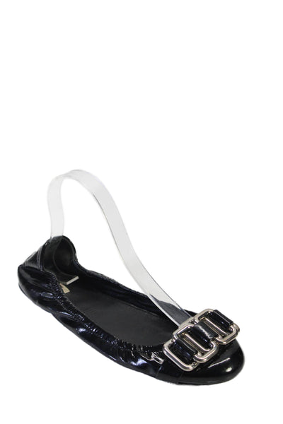 Miu Miu Womens Patent Leather Slide On Ballet Flats Black Size 40.5 10.5