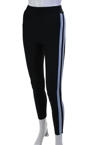 Ultracor Womens Striped Sides Pull On Leggings Black Blue Size Extra Small