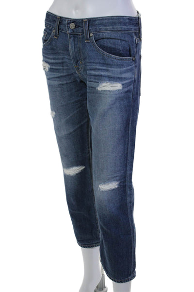 AG Adriano Goldschmied Womens Ex Boyfriend Crop Jeans Blue Cotton Size 25