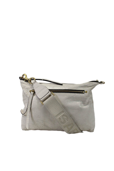 Isabel Marant Womens Leather Gold Tone Crossbody Shoulder Handbag Off White