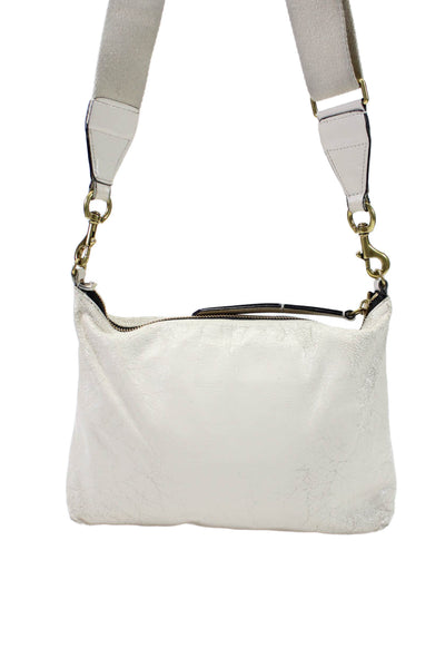 Isabel Marant Womens Leather Gold Tone Crossbody Shoulder Handbag Off White