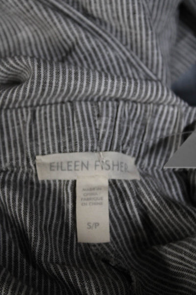 Eileen Fisher Womens Cotton Elastic Waistband Striped Casual Pants Gray Size S