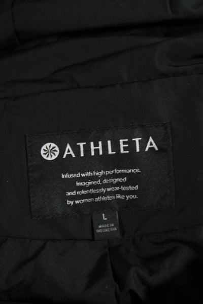 Athleta Women's Hood Long Sleeves Snap Button Full Zip Jacket Black Size L