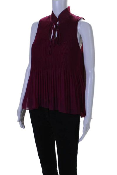 Derek Lam 10 Crosby Womens Sleeveless Keyhole Pleated Top Magenta Size 6