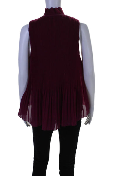 Derek Lam 10 Crosby Womens Sleeveless Keyhole Pleated Top Magenta Size 6