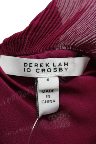 Derek Lam 10 Crosby Womens Sleeveless Keyhole Pleated Top Magenta Size 6