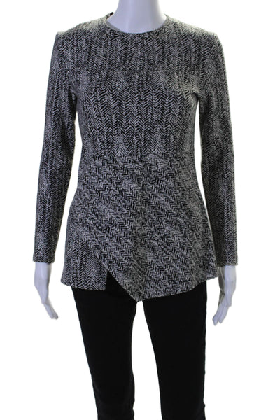 Stella McCartney Womens Back Zip Long Sleeve Crew Neck Top Gray Cotton IT 42