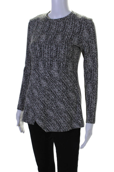 Stella McCartney Womens Back Zip Long Sleeve Crew Neck Top Gray Cotton IT 42