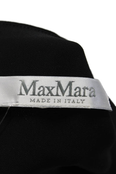 Max Mara Womens Sleeveless Crew Neck Ruffled Top Black White Gray Size 6