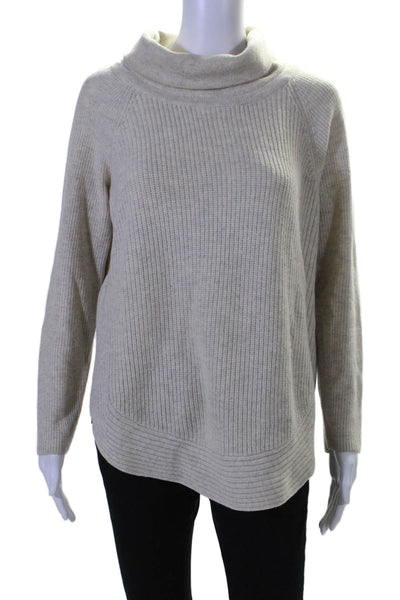 Vince Womens Long Sleeve Zipper Trim Turtleneck Sweater Gray Wool Size XS