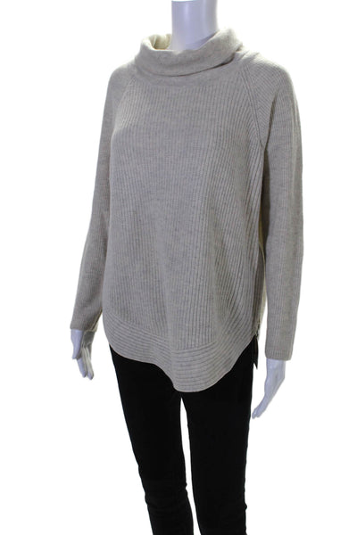 Vince Womens Long Sleeve Zipper Trim Turtleneck Sweater Gray Wool Size XS