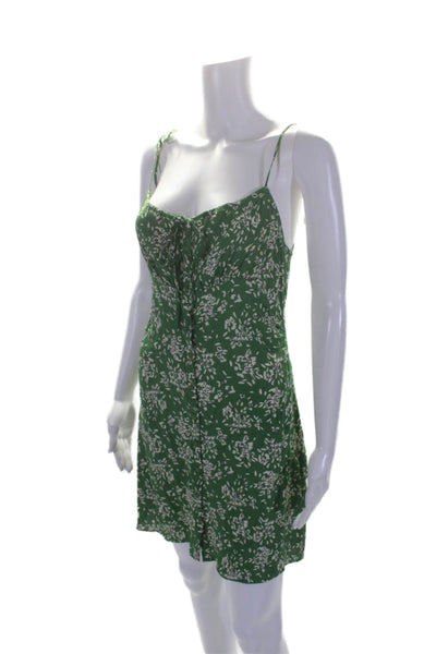 Ba&Sh Womens Floral Print Button Down Sleeveless Mini Dress Green White Size 1