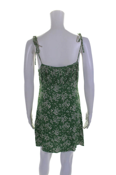 Ba&Sh Womens Floral Print Button Down Sleeveless Mini Dress Green White Size 1