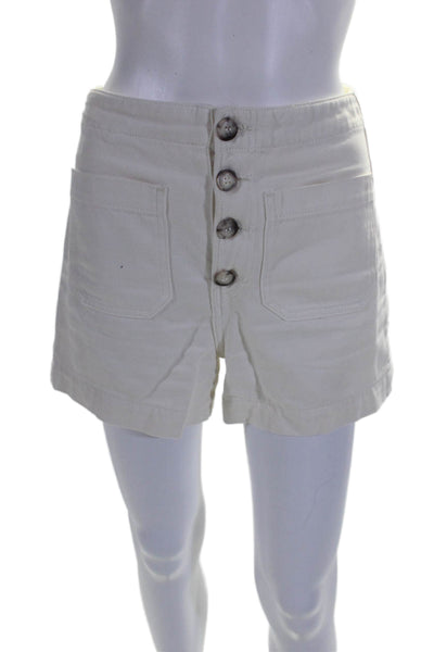 Reformation Jeans Womens Denim Button Up High Rise Eloise Shorts White Size 26