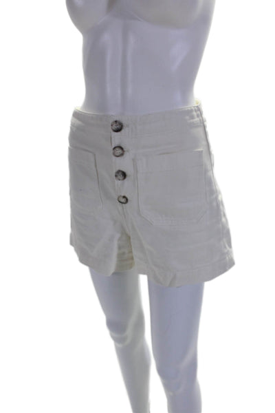 Reformation Jeans Womens Denim Button Up High Rise Eloise Shorts White Size 26