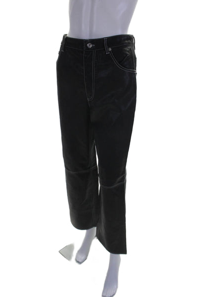 We The Free Womens Faux Leather Button Up Straight Leg Pants Black Size 4