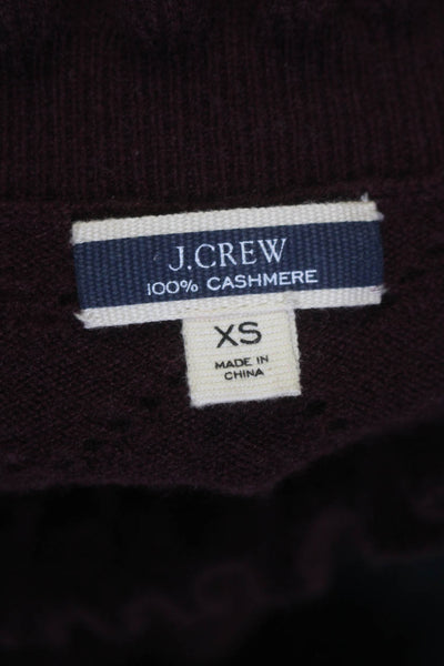 J Crew Womens Cashmere Pointelle Knit Turtleneck Sweater Purple Size Extra Small