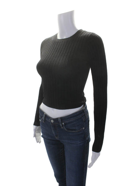 Wilfred Womens Ribbed Long Sleeves Crew Neck Sweater Black Wool Size Small