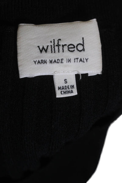 Wilfred Womens Ribbed Long Sleeves Crew Neck Sweater Black Wool Size Small