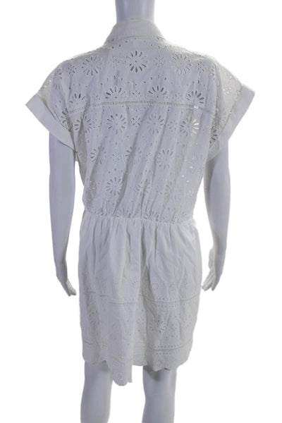 Veronica Beard Womens Cotton Battenberg Lace Buttoned Belted Dress White Size 12