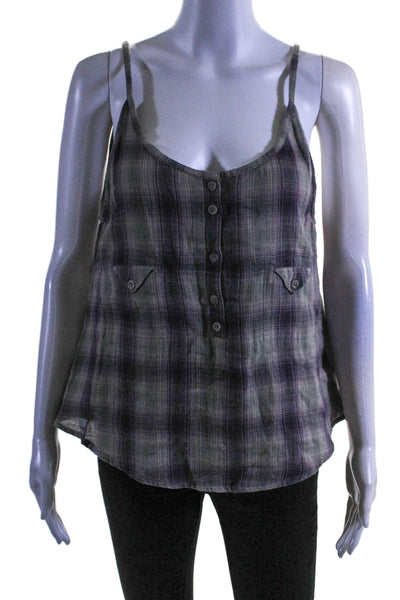 IRO Womens Cotton Checked Sleeveless Spaghetti Strapped Colorblock Shirt Size 2