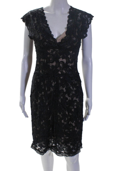 Nicole Miller Collection Women's Sleeveless Lace Fitted Mini Dress Black Size 6