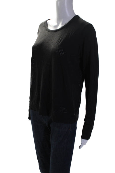 Lululemon Women's Round Neck Mesh Long Sleeves Athletic Blouse Black Size S