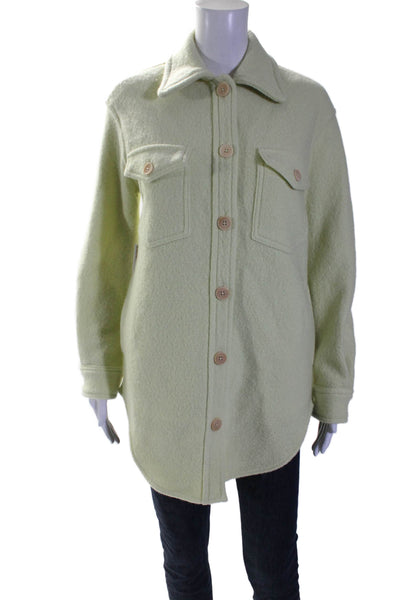 Wilfred Free Women's Long Sleeves Button Down Shirt Jacket Green Size 2XS