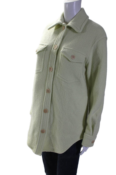 Wilfred Free Women's Long Sleeves Button Down Shirt Jacket Green Size 2XS