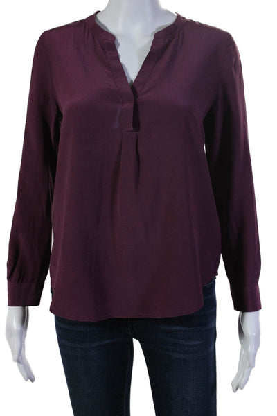 Joie Womens Silk Long Sleeve V-neck Blouse Purple Size XS