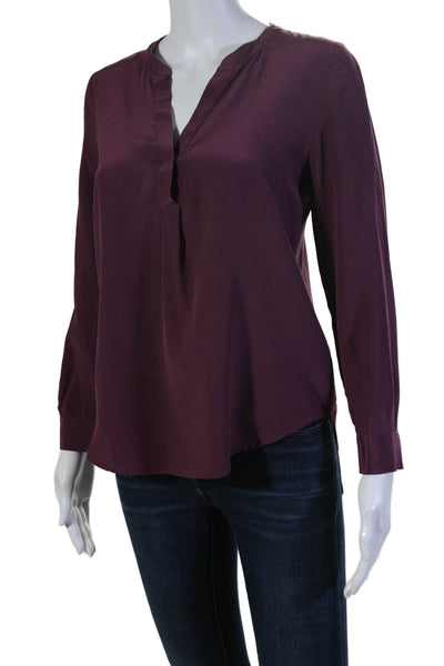 Joie Womens Silk Long Sleeve V-neck Blouse Purple Size XS