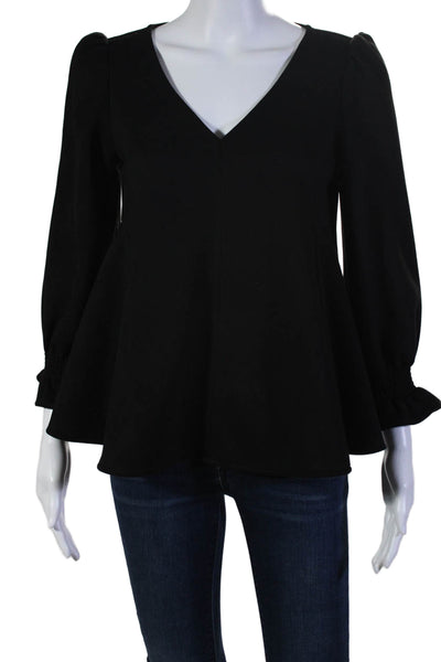 Tuckernuck Womens V-neck Long Sleeve Blouse Black Size XS