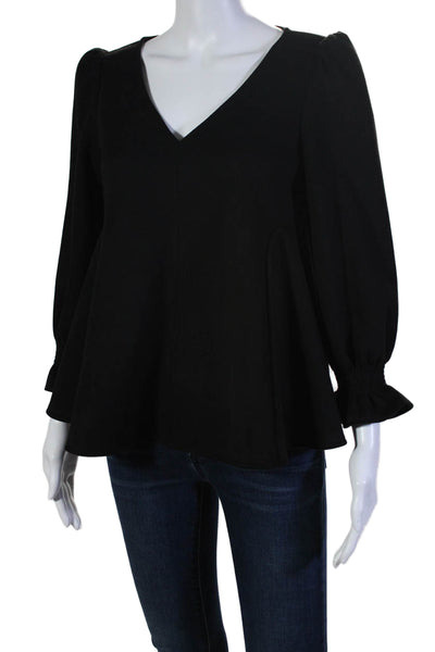 Tuckernuck Womens V-neck Long Sleeve Blouse Black Size XS