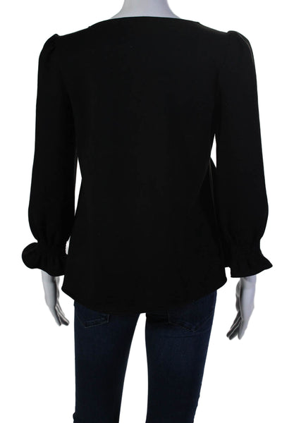 Tuckernuck Womens V-neck Long Sleeve Blouse Black Size XS