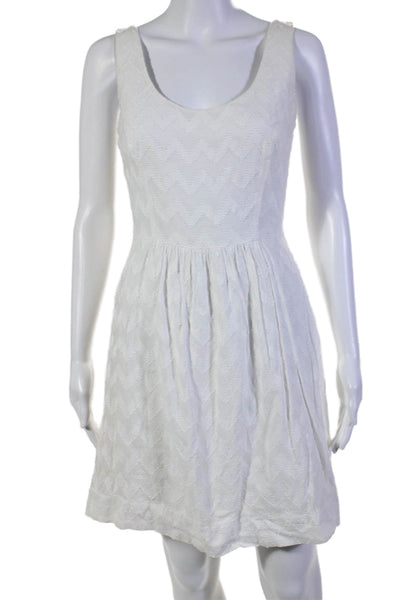 Marthas Vineyard Womens Textured Sleeveless Round Neck Zip Dress White Size 0