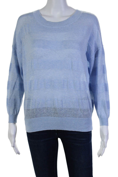 Lilla P Womens 3/4 Sleeve Scoop Neck Sweatshirt Blue Cotton Size Extra Small