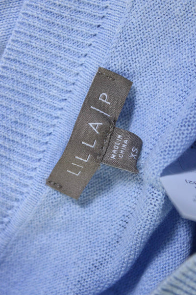 Lilla P Womens 3/4 Sleeve Scoop Neck Sweatshirt Blue Cotton Size Extra Small