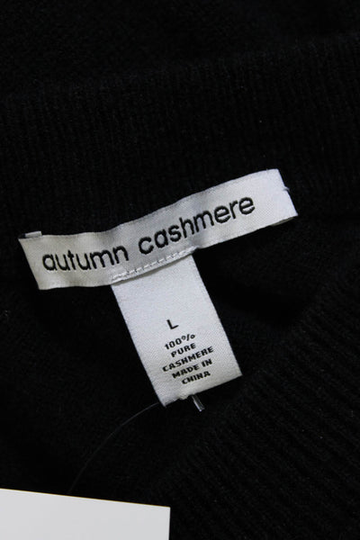 Autumn Cashmere Womens Crew Neck Twist Shoulder Sweater Black Size Large