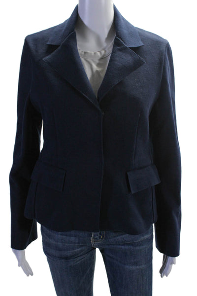 High Sport Womens Navy Blue Cotton Blend Pockets Remita Blazer Jacket Size M