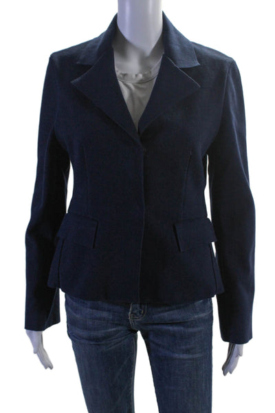 High Sport Womens Navy Blue Cotton Blend Pockets Remita Blazer Jacket Size M