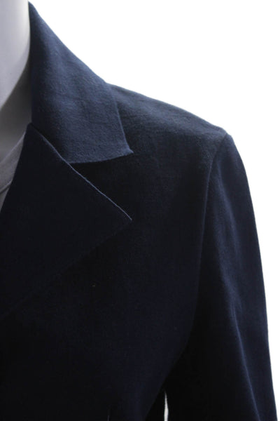 High Sport Womens Navy Blue Cotton Blend Pockets Remita Blazer Jacket Size M